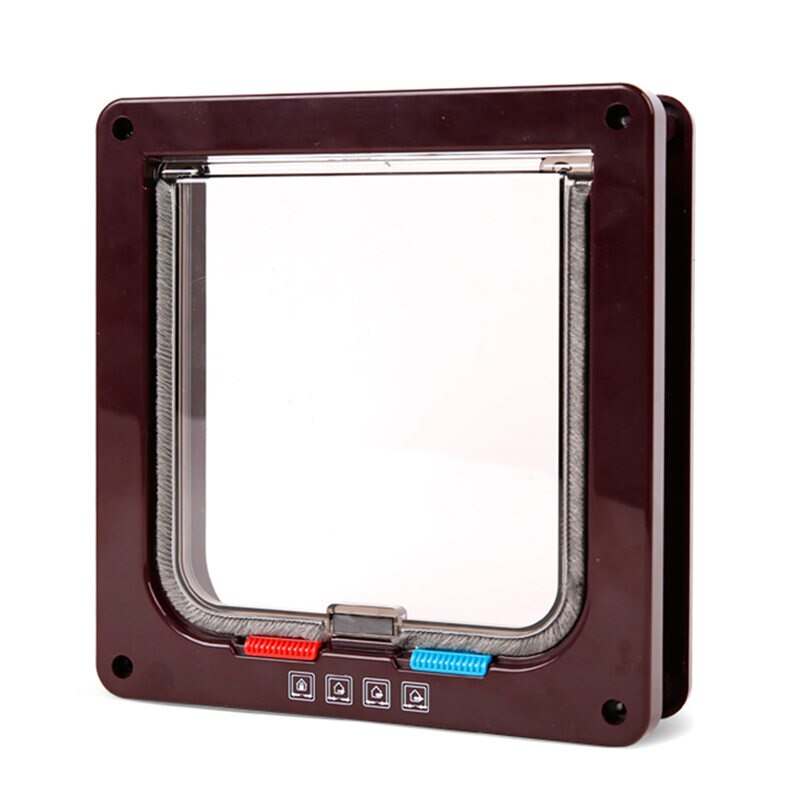 Intelligent Control Pet Cat Gate Dogs Door ABS Safe Animal Small Pet Cat Dog Gate Pet Supplies Flap Door Pet Product Kitten Door: Coffee / L