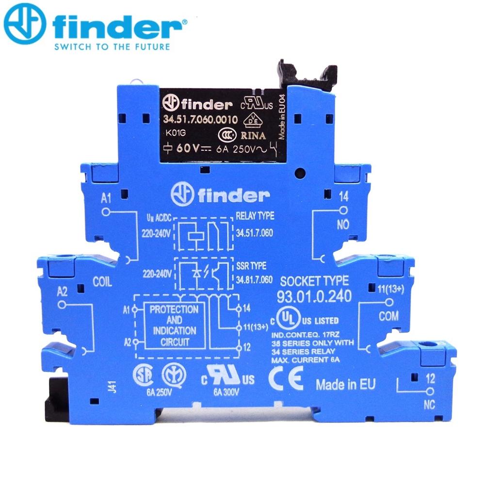 finner opprinnelig relé 38.51.0.240.0060 (34.51.7.060.0010+93.01.0.240) 220-240v 230 vac/dc finner oblat relé slank relé