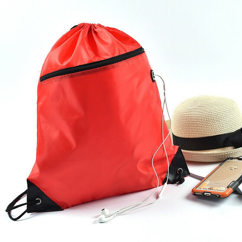 Cinch sack school gym opbergtas rugzak tas trekkoord tas tas: Rood
