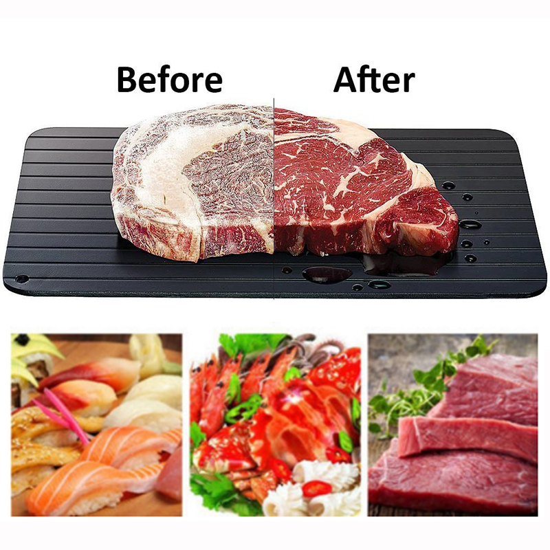 Upgrade Fast Defrost Tray Metal Plate Safe Thaw Frozen Defrosting Tray Three Sizes Meat Fish Sea Food Kitchen Cook Gadget Tool