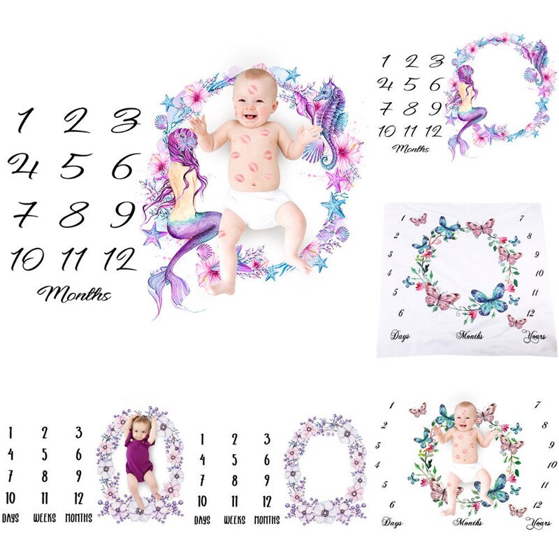Manta Unisex con motivo de hito, días, meses, años, utilería para sesión de fotos, manta y Manta para niños pequeños