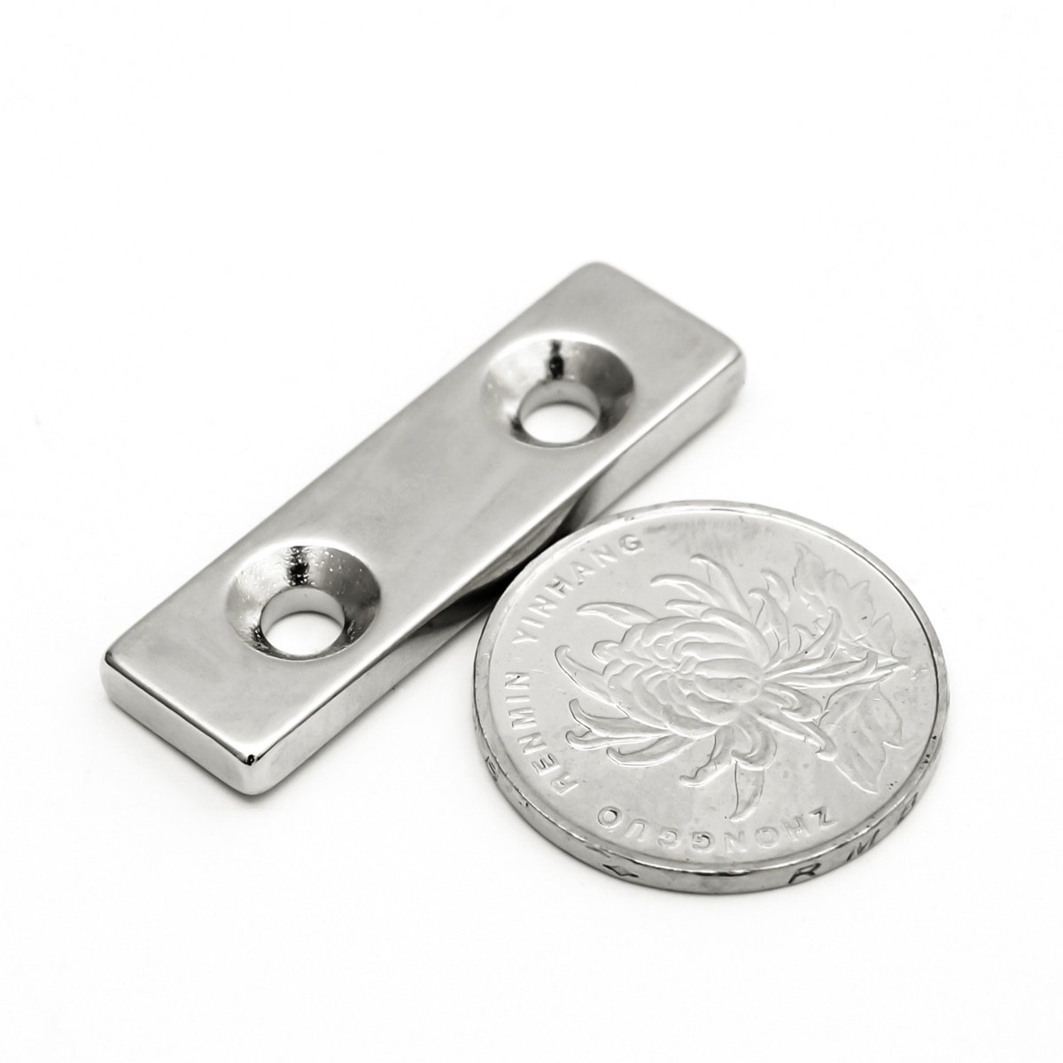 U-jovan 2 stk 40 x 12 x 4 mm dobbelt 4mm hul blok forsænket neodymmagnet 40*12*4-4-4 kraftige sjældne jordarters magneter til kunsthåndværk