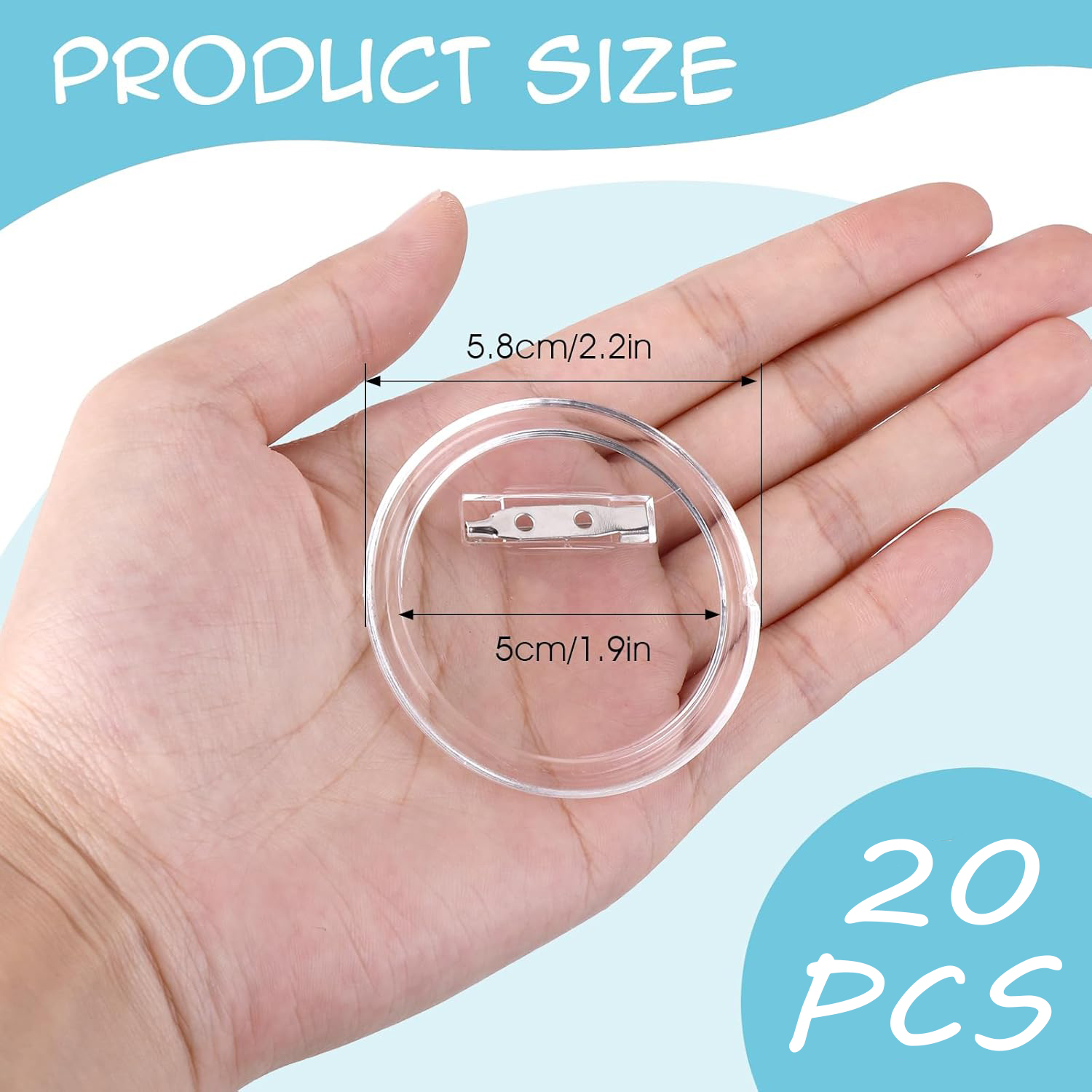 5–20 Stück Acryl-Anstecknadeln, 5,6 cm, transparente Anstecknadeln, Tasten, Anstecker-einstellen, Taste-Hersteller-Rohlinge für Heimwerkerbedarf