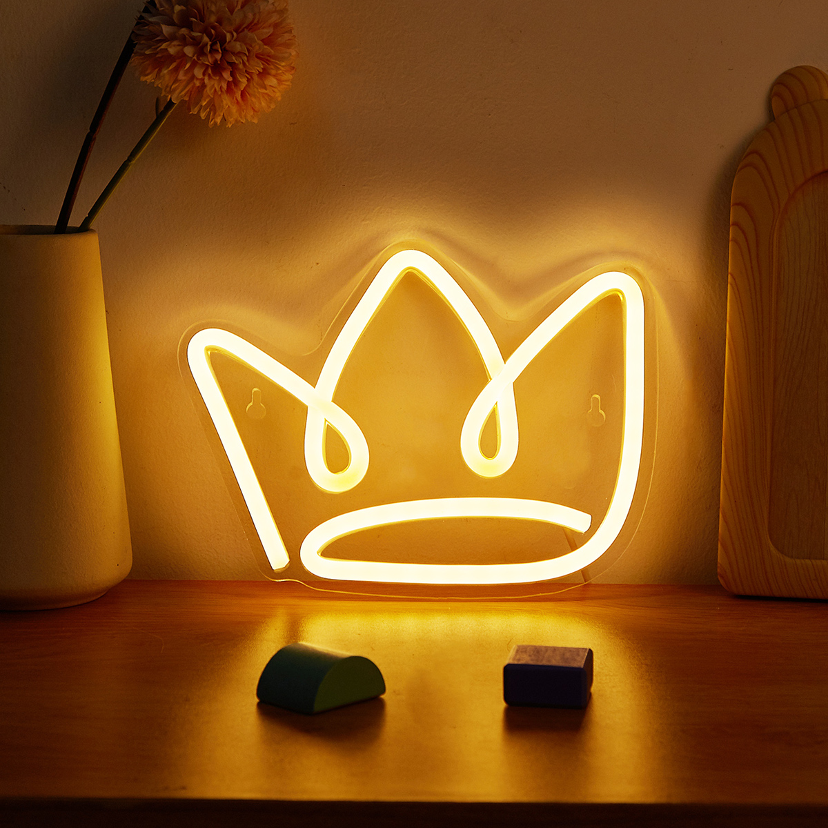 Chi-kjøpe ledet neon krone usb-drevne neonskilt nattlys 3d veggkunst og spillrom soverom stue dekor lampe skilt: misligholde tittel