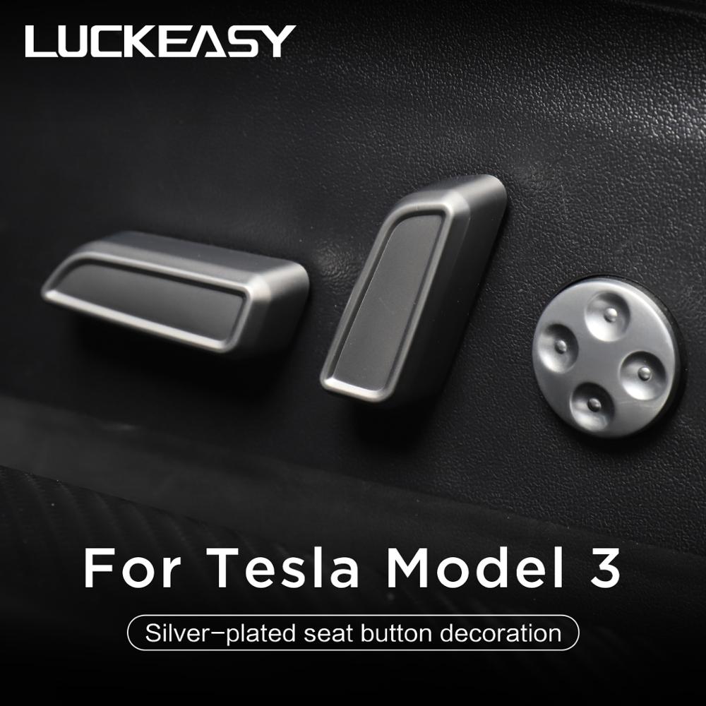 Luckeasy Interieur Modificatie Voor Tesla Model 3 Autostoel Knop Abs Carbon Stickers Knop Decoratie Bescherming 6 Stks/set