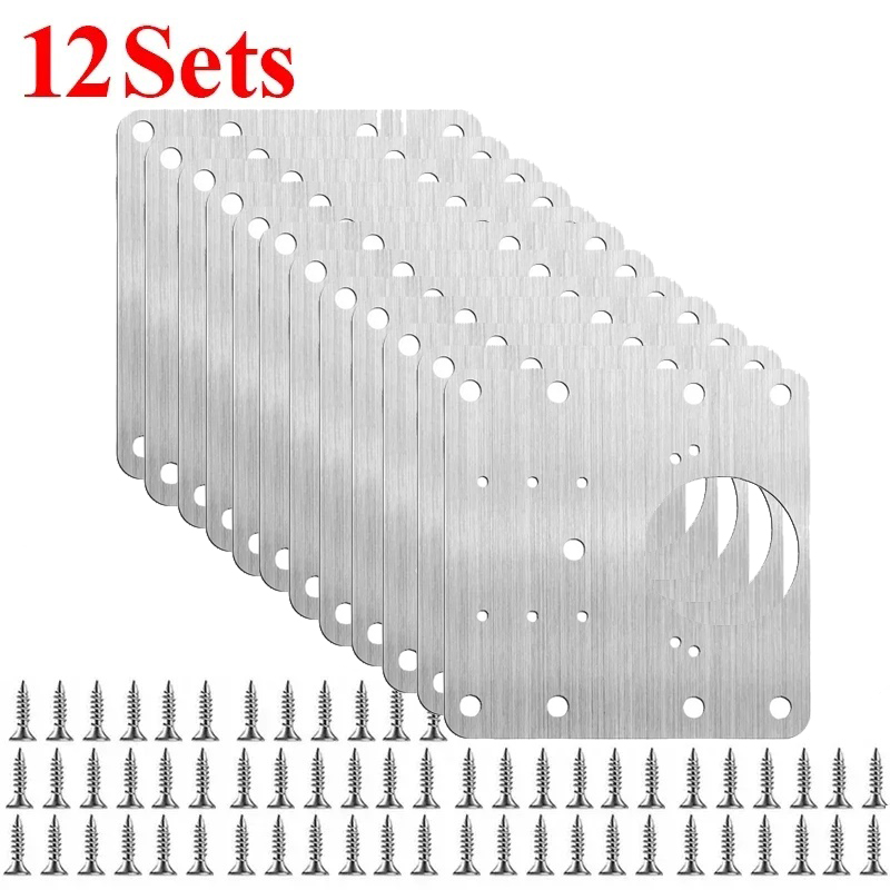 Stainless Steel Hinge Repair Plate Kits Cabinet Furniture Drawer Table Hinges Mounting Plate with Screw Flat Fixing Brackets: transparent