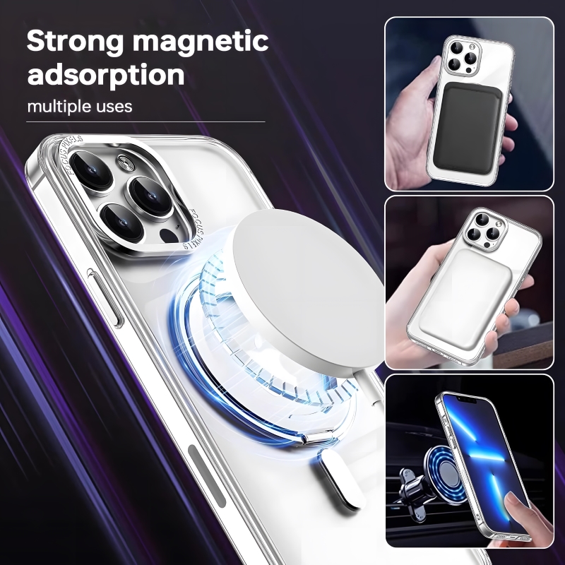360 ° Suporte de rotação para magsafe magnético caso carregamento sem fio para iphone 15 14 13 12 11 pro max plus telefone capa transparente