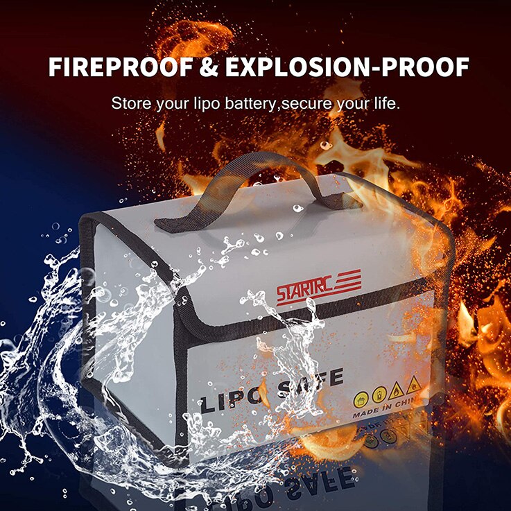 Lipo sikker taske vandtæt brandsikker opbevaringspose til li-po batteri sikker taske sikkerhedsvagt til dji mavic air 2 drone batteri: Default Title