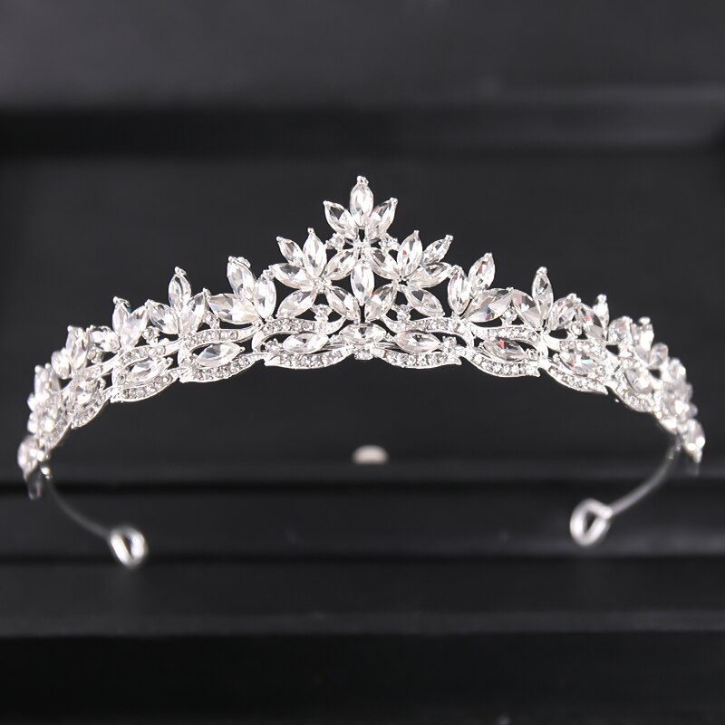 Barokk luksus rhinestone brudekrone tiara sølvbelagt krystall ball diadem kroner pannebånd bryllup hårtilbehør smykker