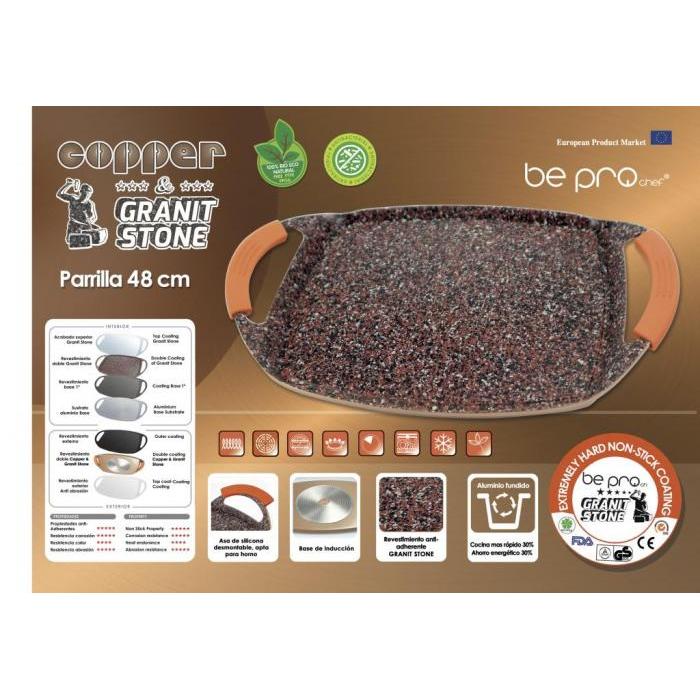 PARRILLA ALUMINIO FUNDIDO 48X24 BEPRO CHEF COOPER &amp; GRANIT STONE
