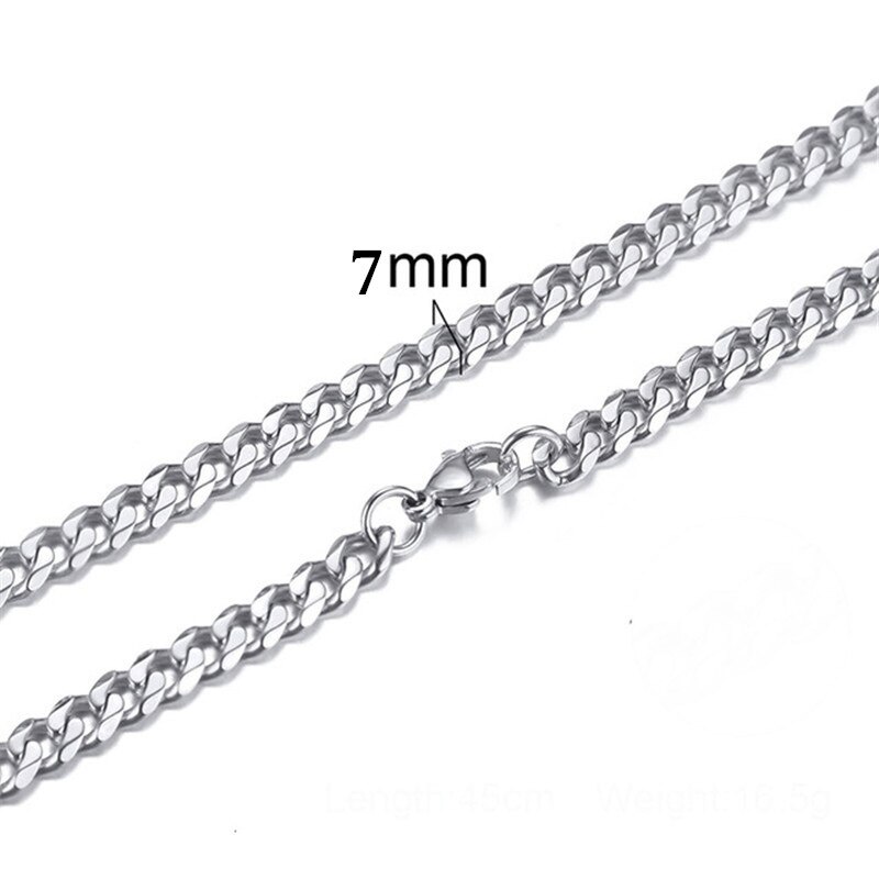 Tornozeleira feminina clássica cubana, corrente de aço inoxidável para verão, praia, cor dourada, bracelete de tornozeleira para mulheres, joia, presente: silver 7mm