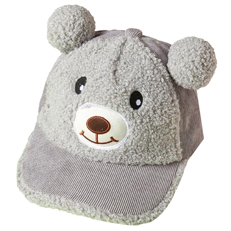 Cartoon Bear Baseball Cap Cute Unisex Autumn And Winter Warm Casual Children Street Cap: gray
