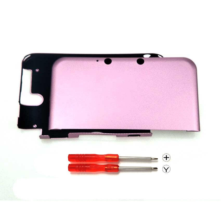 YuXi Aluminum Hard Metal Box Protective Shell Front + Back Cover Case For Nintend 3DS XL LL with screwdrivers Repair Tool: Pink