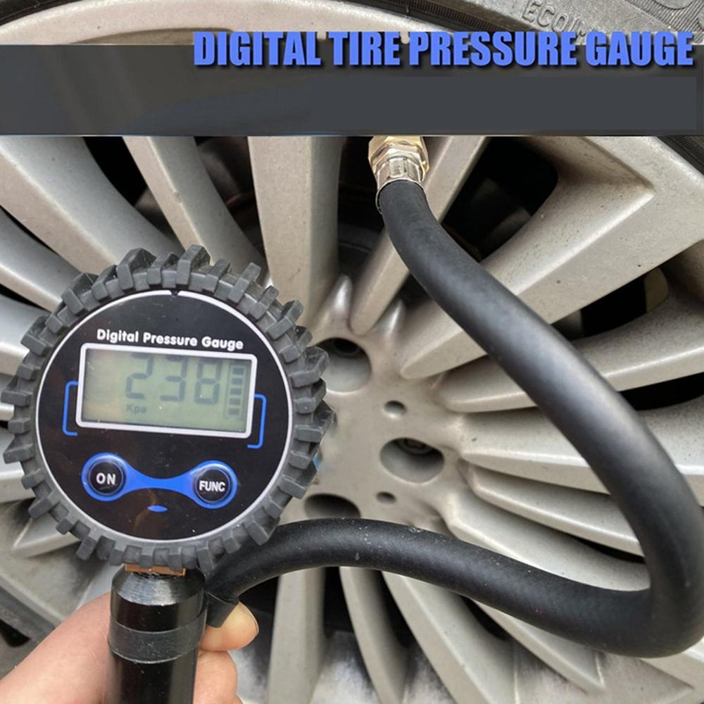 Car Tire Digital Pressure Tool Durable Digital Display Inflatable Tool Aluminum Alloy Pressure Dial Gauge