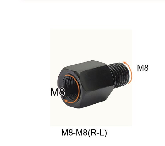Motorcycle Scooter Black Mirror Adapter M10 M8 10MM 8MM Rearview Mirrors Adapters Right Left Hand Thread Conversion Bolt Screws: M8-M8(R-L)