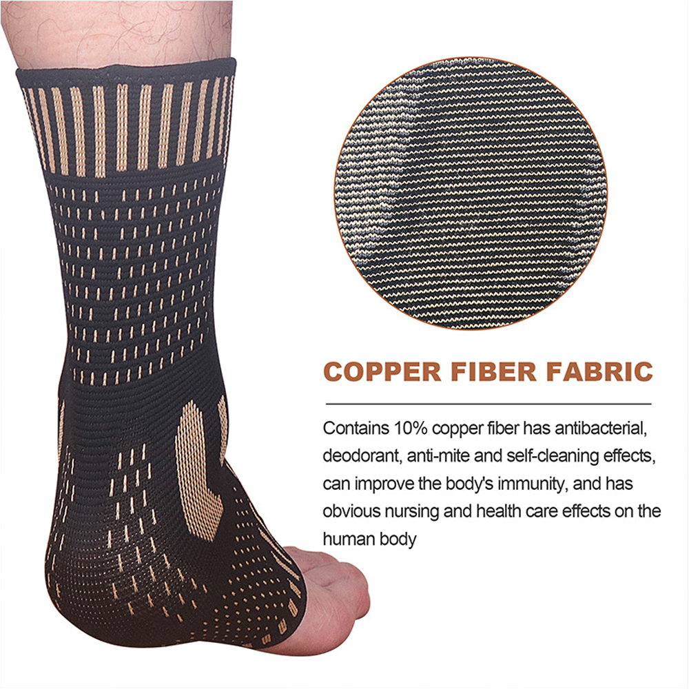 Attelles de cheville infusées en cuivre, 2 pièces, Support de pied, manchons de Compression pour hommes et femmes, stabilisateur de cheville pour fasciite, entorse, Spor