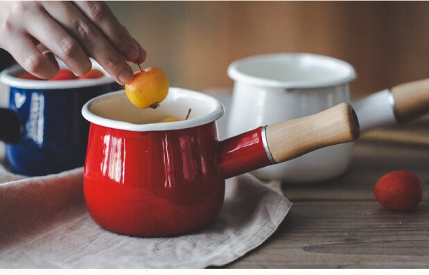 Japanese Mini milk pot induction cooker enamel butter pot single handle soup pot Pan Pan baby pot