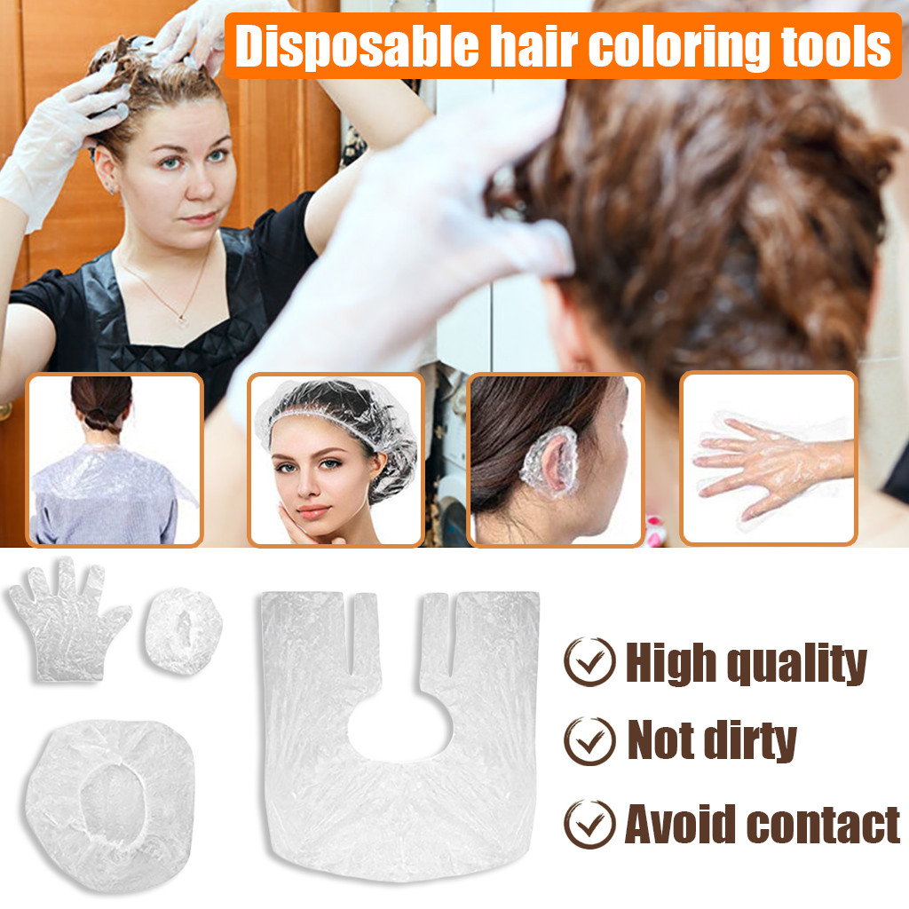 Unissex quatro conjuntos de touca de chuveiro descartável earmuffs luvas xale girth ferramentas 20 pçs quatro peças de corte de cabelo barbeiro cabo barbeiro ferramentas