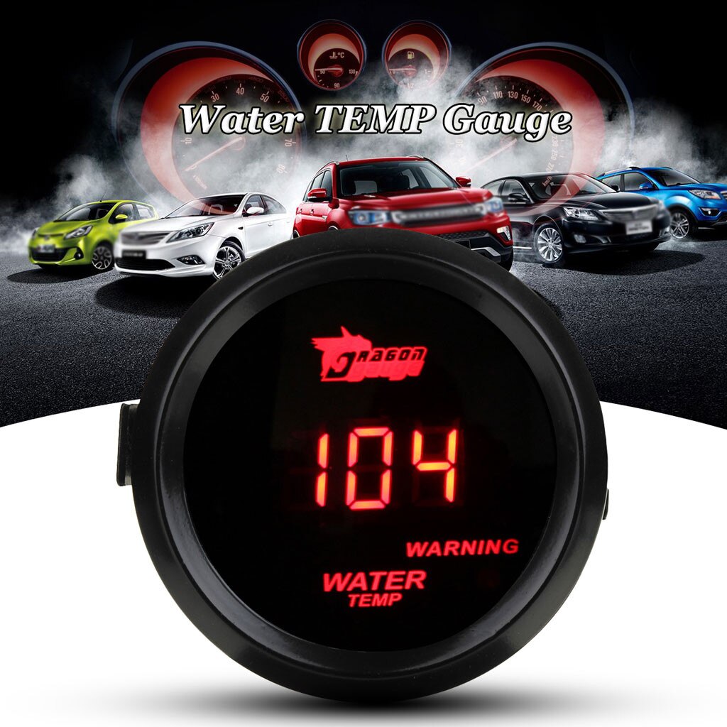 gauge 52mm Black Car Moter Red backlight Digital LED Electronic Water