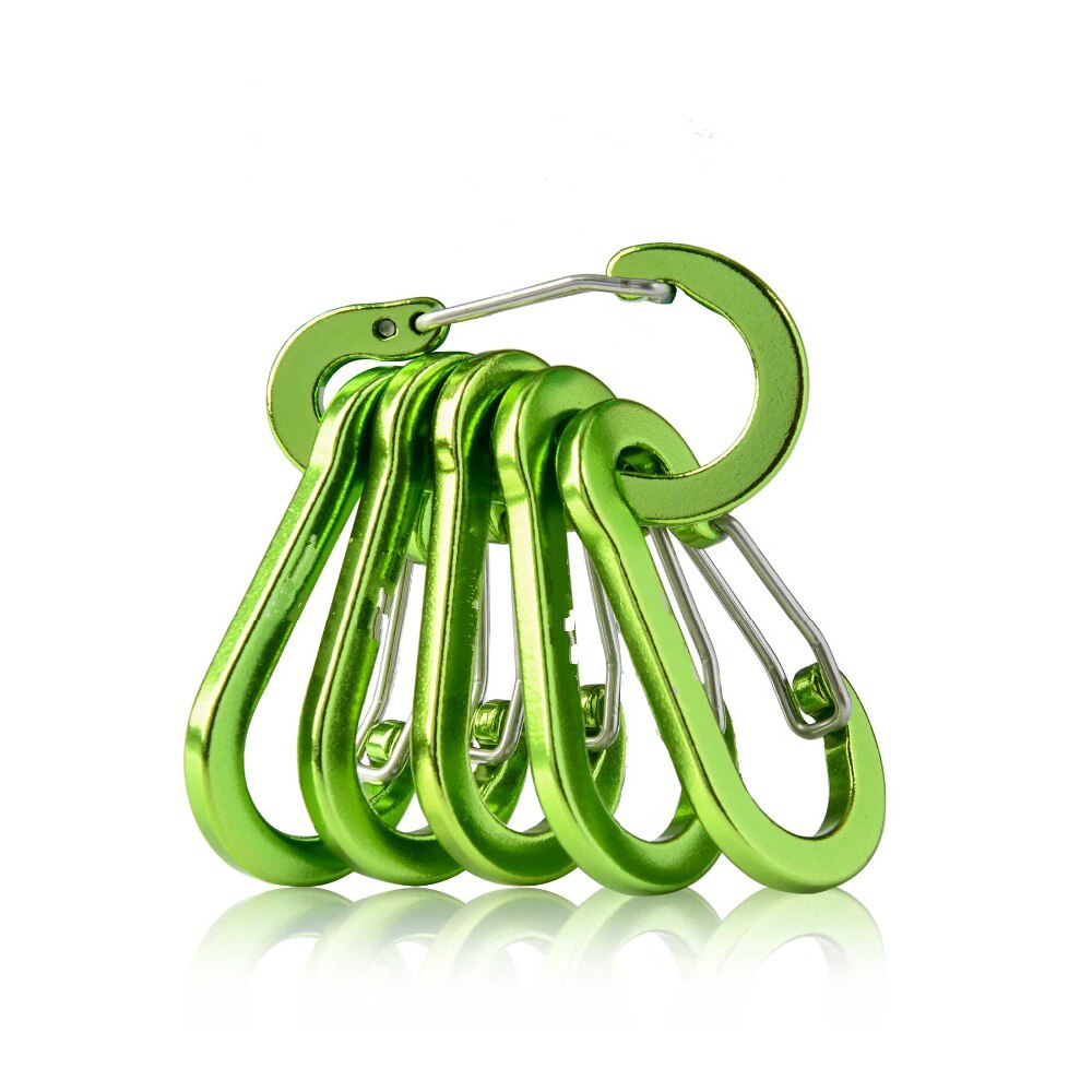 6 Stuks Aluminium Karabijnhaak Sleutelhanger Outdoor Camping Klimmen Snap Clip Lock Haak Vissen Tool Gyh: Green