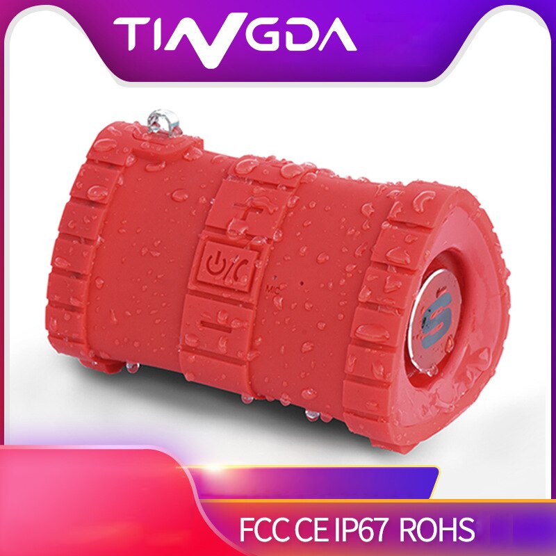 Draagbare Mini Speaker Bluetooth Outdoor Waterdichte Speakers 2000 Mah Luidspreker 6W Stereo Running Music Speaker Siliconen: Rood