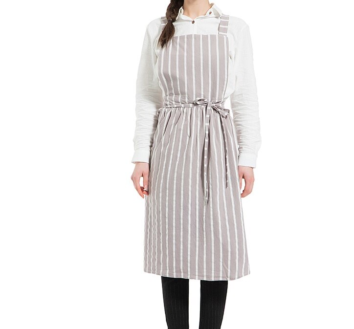 Pleated skirt cotton linen apron Women Cooking Kitchen Apron Work Uniform and flower shop apron for woman long dress smocks: 11