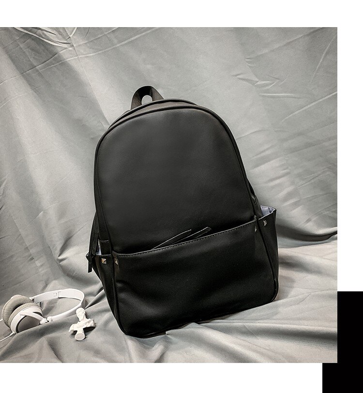 Mode Rugzak Pu Leer Vrouwen Rugzak Grote Capaciteit School Rugzak Schooltas Voor Tiener Mochilas Vrouwelijke Rugzak: Black