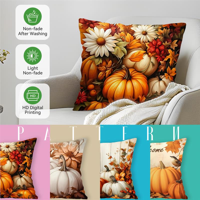 Herfst Pompoen Kussens Kussensloop Gedrukt Polyester 45x45cm Sierkussen Cover Decoratieve Sofa Kussen Kussensloop Home Decor