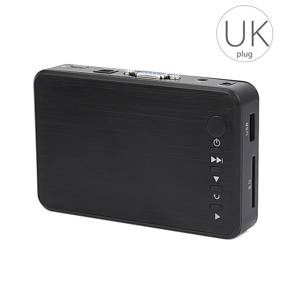 Mini Full Hd Media Multimedia Speler 1080P Usb Externe Sd Sdhc Mmc Kaarten U Disk Media Player Vga Av uitgang Eu/Us/Uk/Au Plug: UK Plug