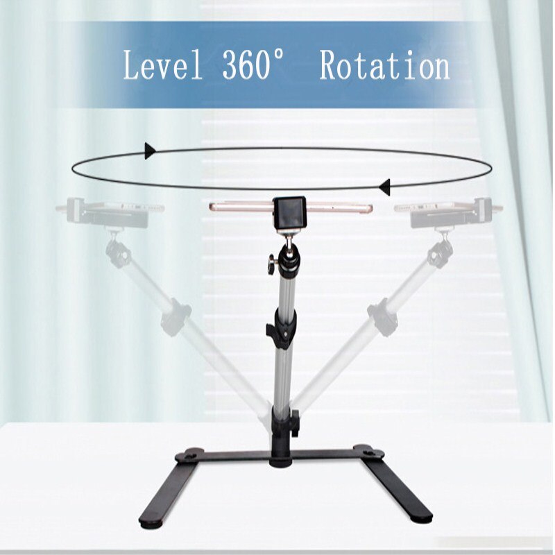 Photography Adjustable Table Top Mini Monopod Set Aluminum Alloy Stand+Phone Clip Fill-In Light Bluetooth Control