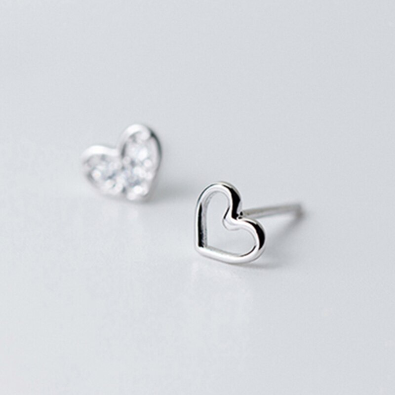 100% 925 Sterling Silber Ohrringe Schmuck Tiny CZ Pflastern Kristall Herz Stud Ohrringe Für Frauen Mädchen Kinder Dame