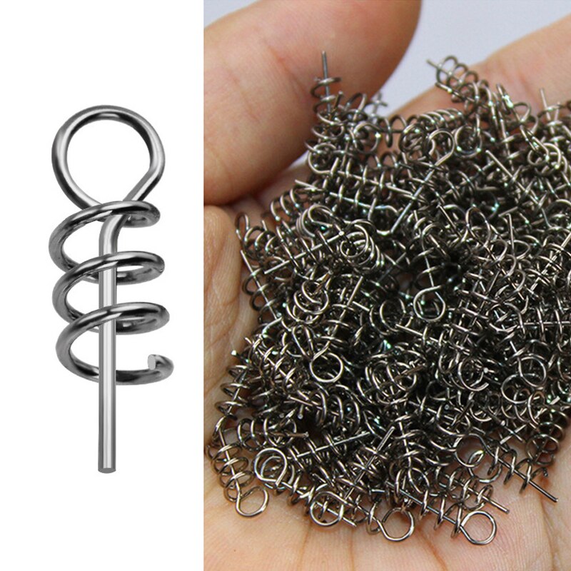 Exacpilles de pêche à ressort, serrure à vis torsadée, loquet de partenaires, serrure à manivelle, leurre souple, appât, ver, petit, grand, 20-100 pièces