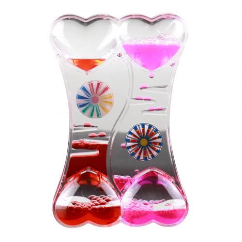 Dobbelt hjerte flydende bevægelse boble dryppe olie timeglas timer børn legetøj: Rød lyserød
