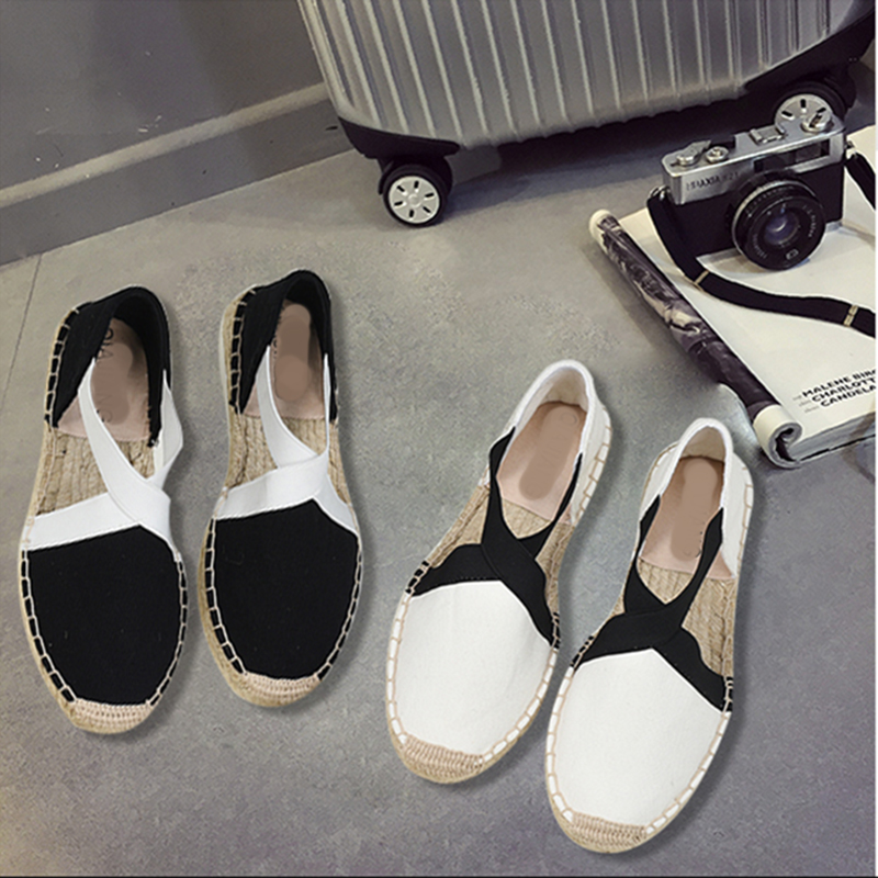 Vrouwen Canvas Espadrille Flats Hennep Bodem Visser Schoenen Voor Lente/Herfst Vrouwen Loafers