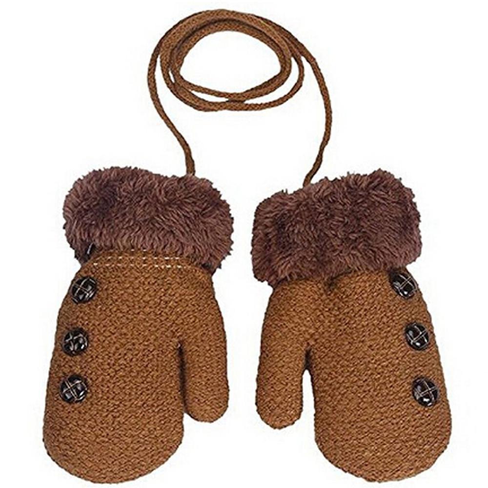 Crianças novas luvas de lã de inverno do bebê luvas de malha crianças corda quente do bebê luvas para crianças 1-3 anos de idade: coffee