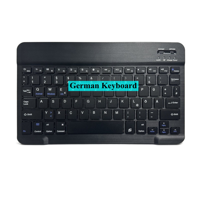 Para Ipad Tablet Azerty teclado tailandés con árabe francés ruso español Bluetooth teclado inalámbrico ratón Android Universal 10": Negro