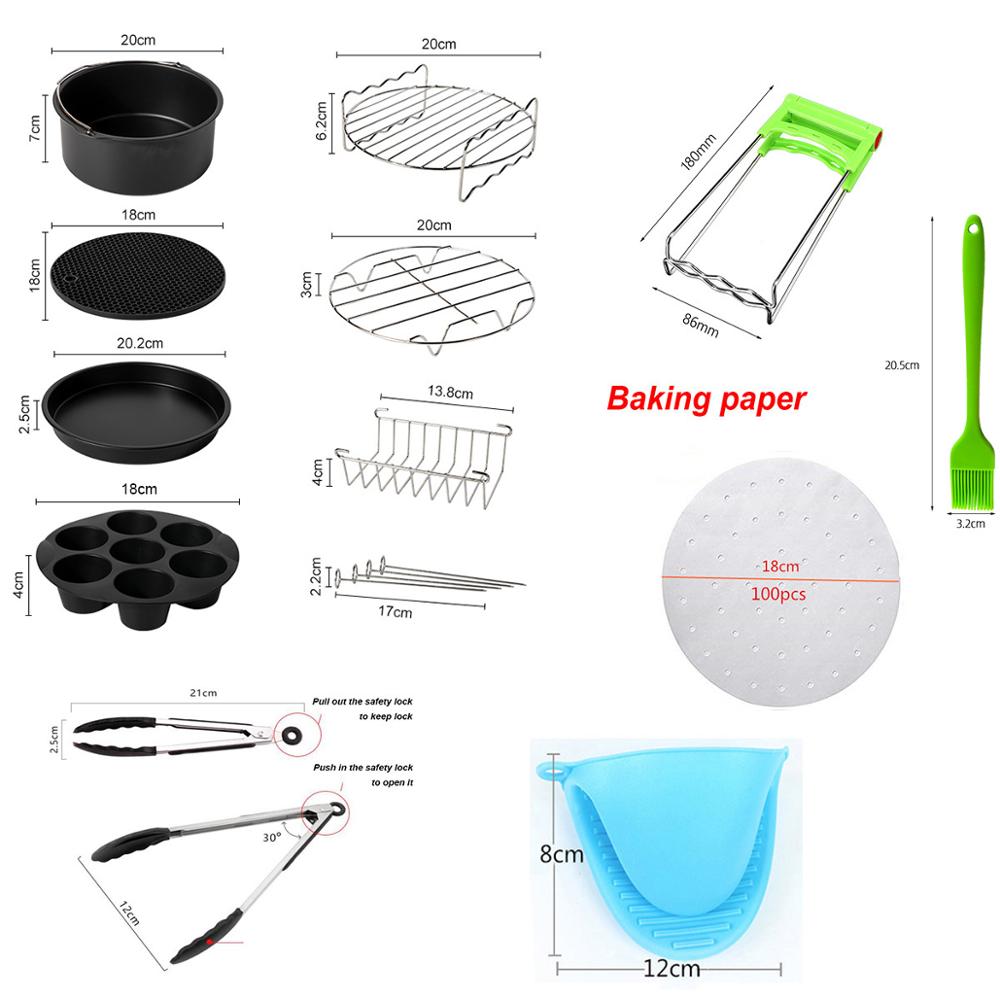 Luft Friteuse Zubehör 8 Zoll passen für Airfryer 5,2-6,8 QT Backen Korb Pizza Platte Grill Topf Küche Kochen werkzeug für Party