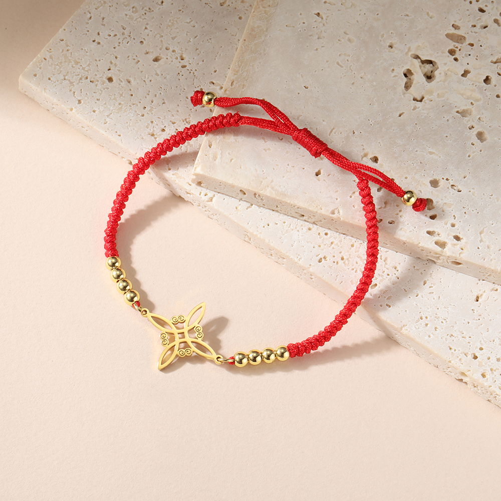 Dawapara – Bracelet à breloques avec nœud de sorcière pour femmes, amulette de Protection des nœuds celtiques, chaîne de perles en acier inoxydable, bijoux Wiccan de sorcellerie: Plaqué bronze antique