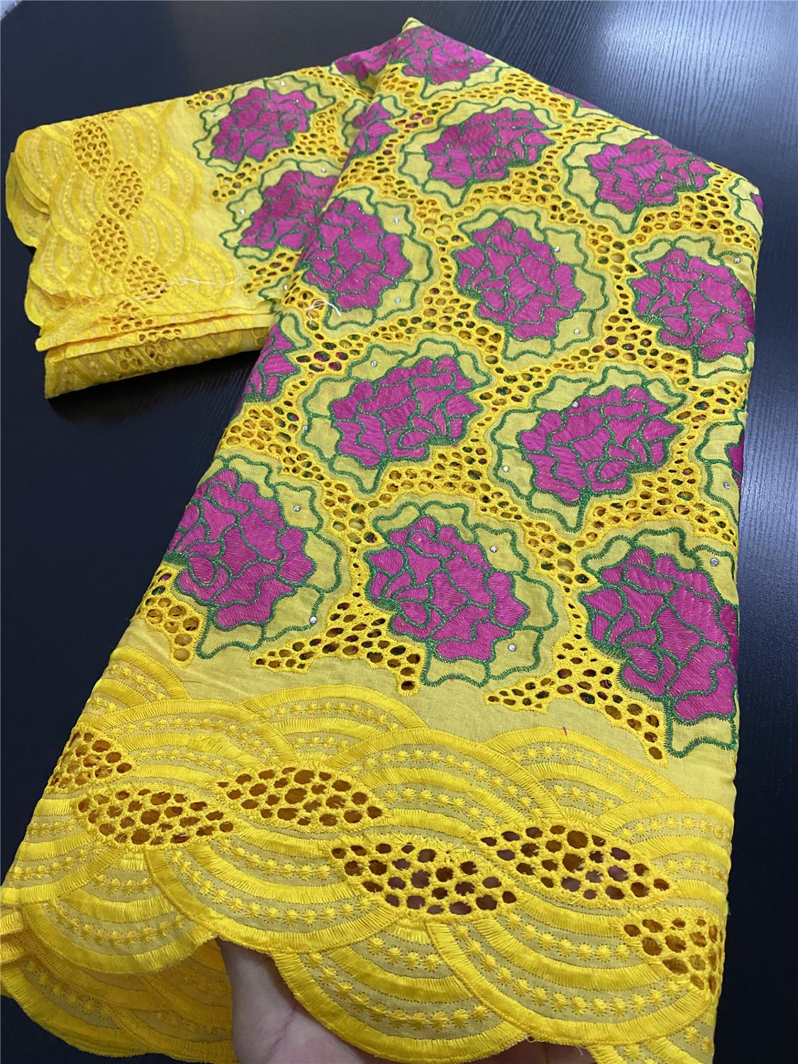 African Dry Lace Fabric Lace Embroidery Nigerian Swiss Voile Lace Cotton Fabrics For Women Sewing YA3434B-7: Picture 6