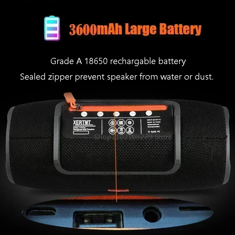 40w diepe bas tws bluetooth-luidsprekers, 3600 mah oplaadbare, waterdichte, draagbare subwoofer/boombox met bluetooth, aux, tf-kaart en usb-aansluiting