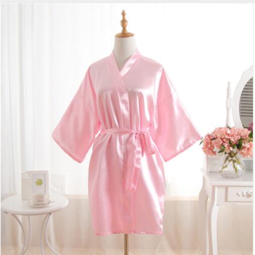 Vrouw Badjas Pyjama Zijde Bruidsmeisje Bruid Gewaad Sexy Vrouwen Korte Satijnen Bruiloft Kimono Gewaden Nachtkleding Nachtjapon Jurk J-Wit: XXL / Bruin
