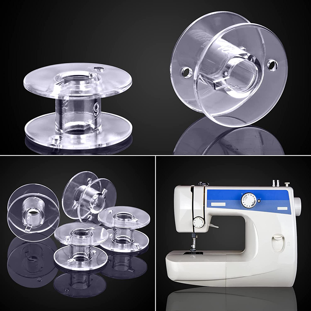 Bobinas transparentes para máquina de coser, 10-50 Uds., para bricolaje, bordado acolchado, bobinas de plástico, carretes de bobina vacíos, herramientas de costura