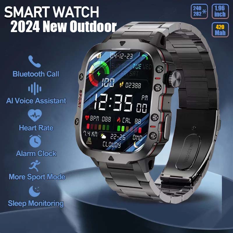 Xiaomi-Montre intelligente militaire pour hommes, IP68, 5iko, Sports de plein air, Fitness Tracker, Moniteur de santé, 2024 ", BT, Appel Smartwatch, , 1.96
