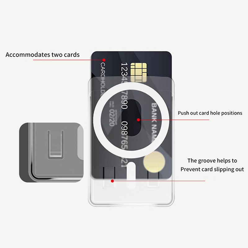 Porte-carte magnétique transparent pour bus, carte bancaire, portable, conviviale ré, PC, porte-carte collant, adapté pour Xiaomi, Apple, Huawei