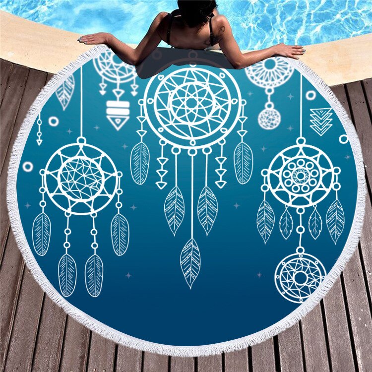 Microfiber Beach Towel 150cm Round With Tassel Bath Towel: 5