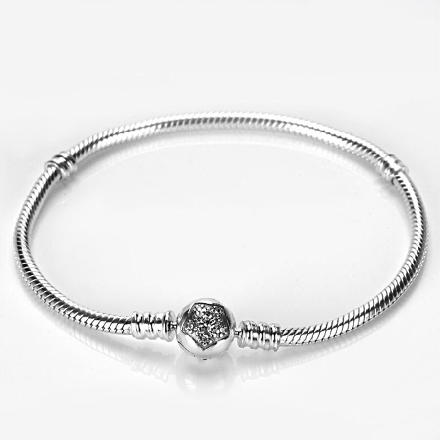 925 Sterling Silver Charm Armbanden met Fonkelende CZ Hart Sluiting Europese Stijl Fit Originele Zilveren 925 Kralen voor Vrouwen