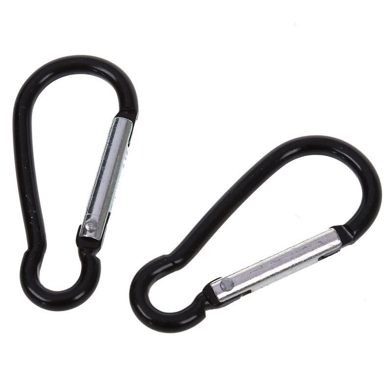 Outdoor Hiking Black Spring Clip Lock Carabiner Hook 8 Pcs