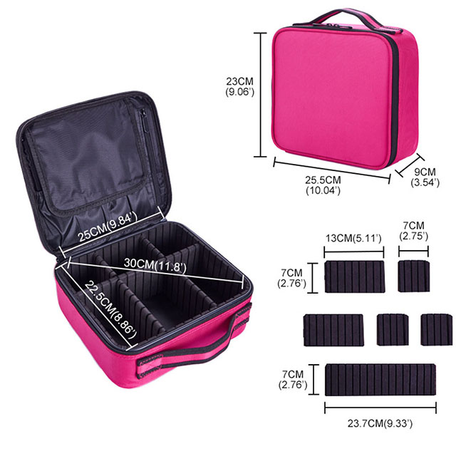 Makeup bag Train Case Makeup Cosmetic bag Organizer Portable Artist Storage Bag With Adjustable Dividers Makeup Brush Case: Beige