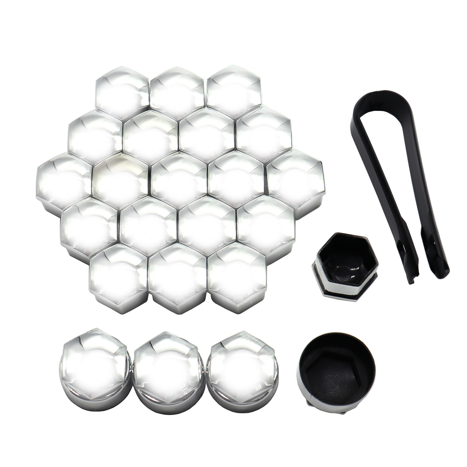 24pcs 17MM Car Chrome Wheel Nut Caps Protector Hub Tighten Screws Covers Tyre Nut Bolts Outward Decoration Studs Guard Vehicle