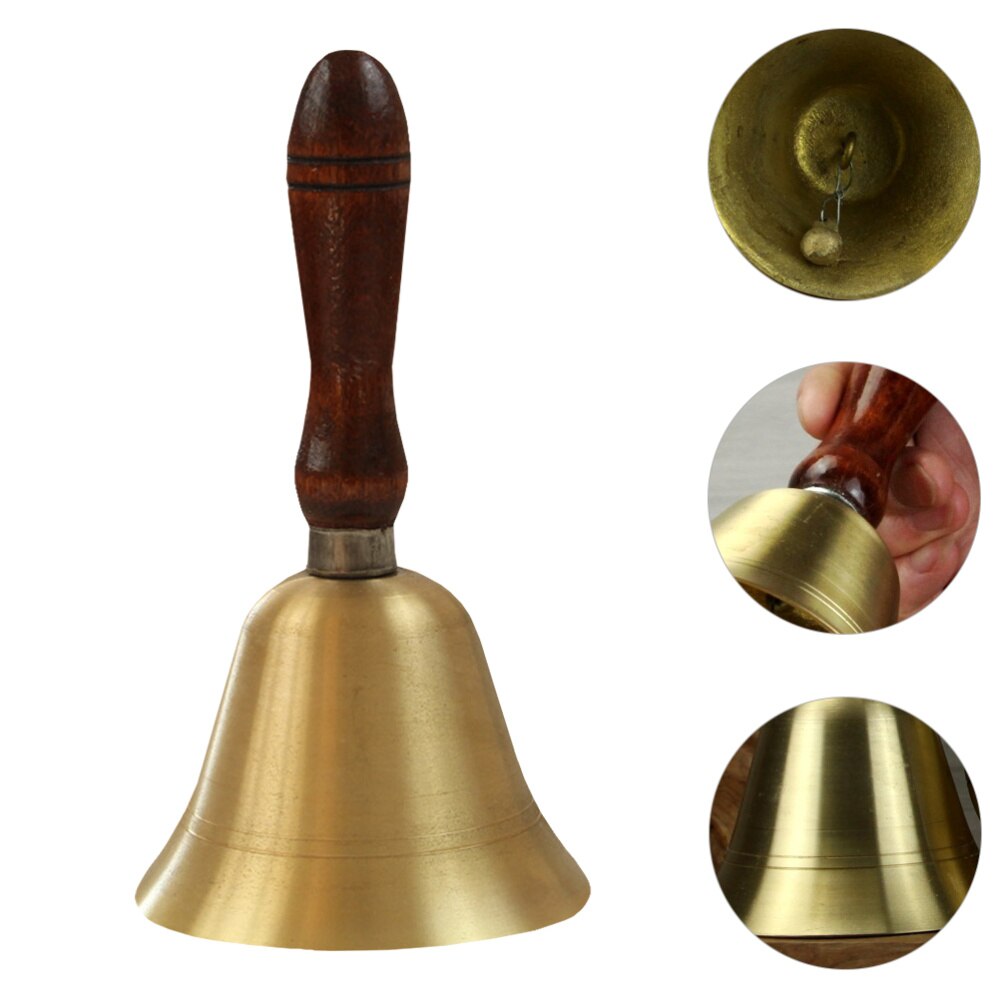 Parliky 1stuk Vintage Service Bell Gouden Metaal Handbel Voor Restaurant Ontvangst Thuisdecoratie Voor Hotels Bars Keukens Hoogwaardige Ambachtelijke Klok